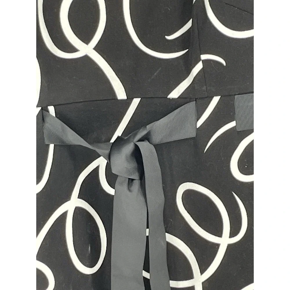 Jessica Howard Dress Size 12 Sleeveless Cotton Stretch‎ Black White Tie Front